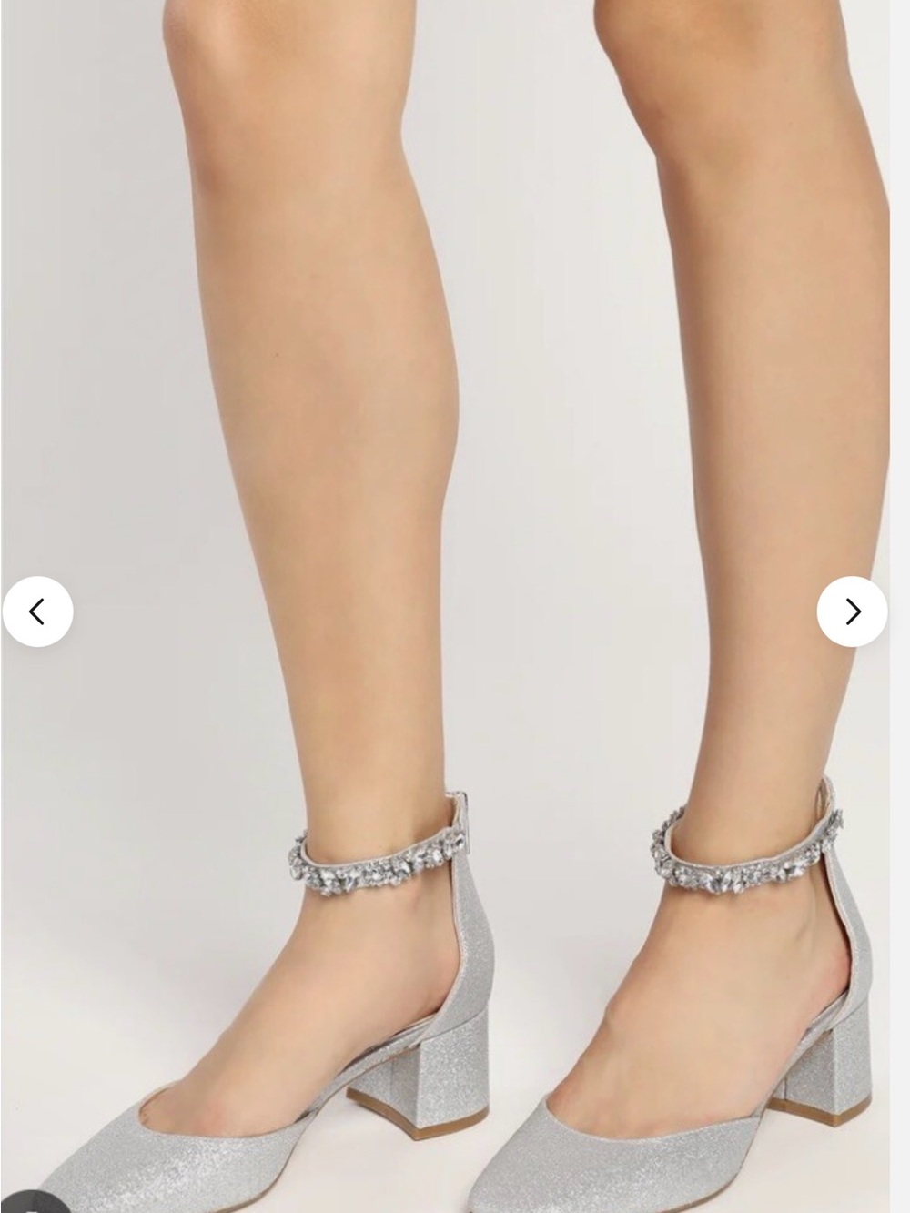 Badgley Mischka Silver Glitter Block-Heel Ankle-Strap Sandals